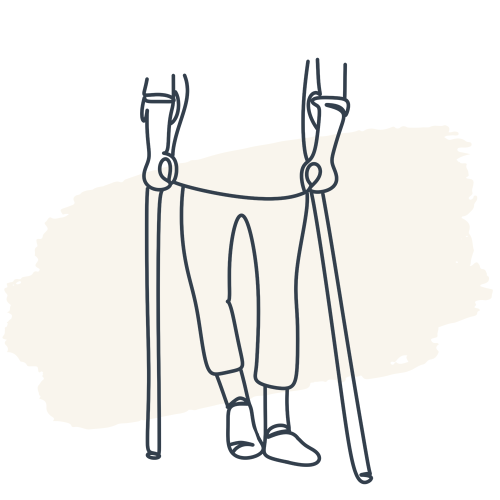 Illustration of a person on crutches