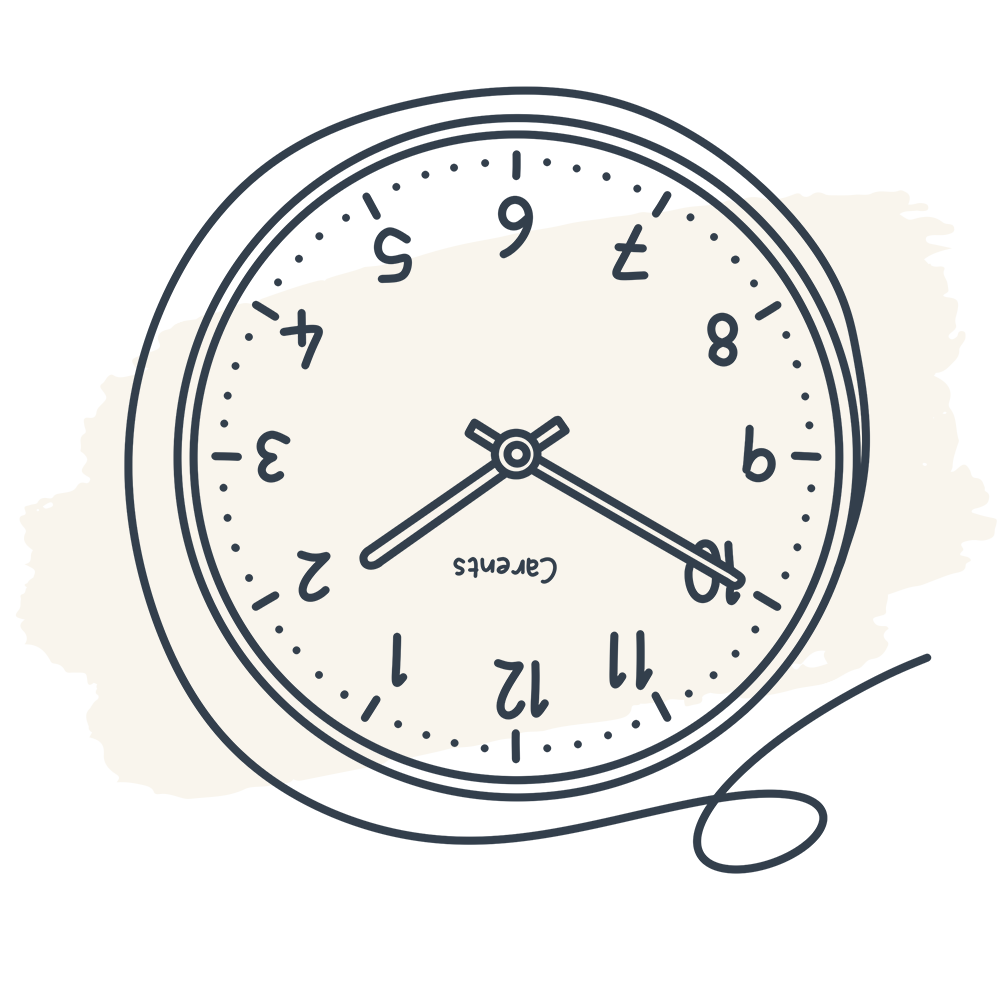 Illustration of an upside down clock