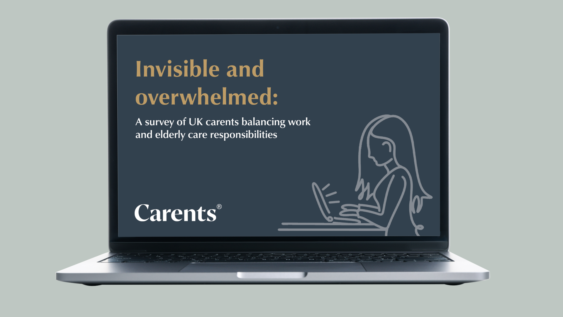 Image of a report into caring for elderly parents while working on a laptop 