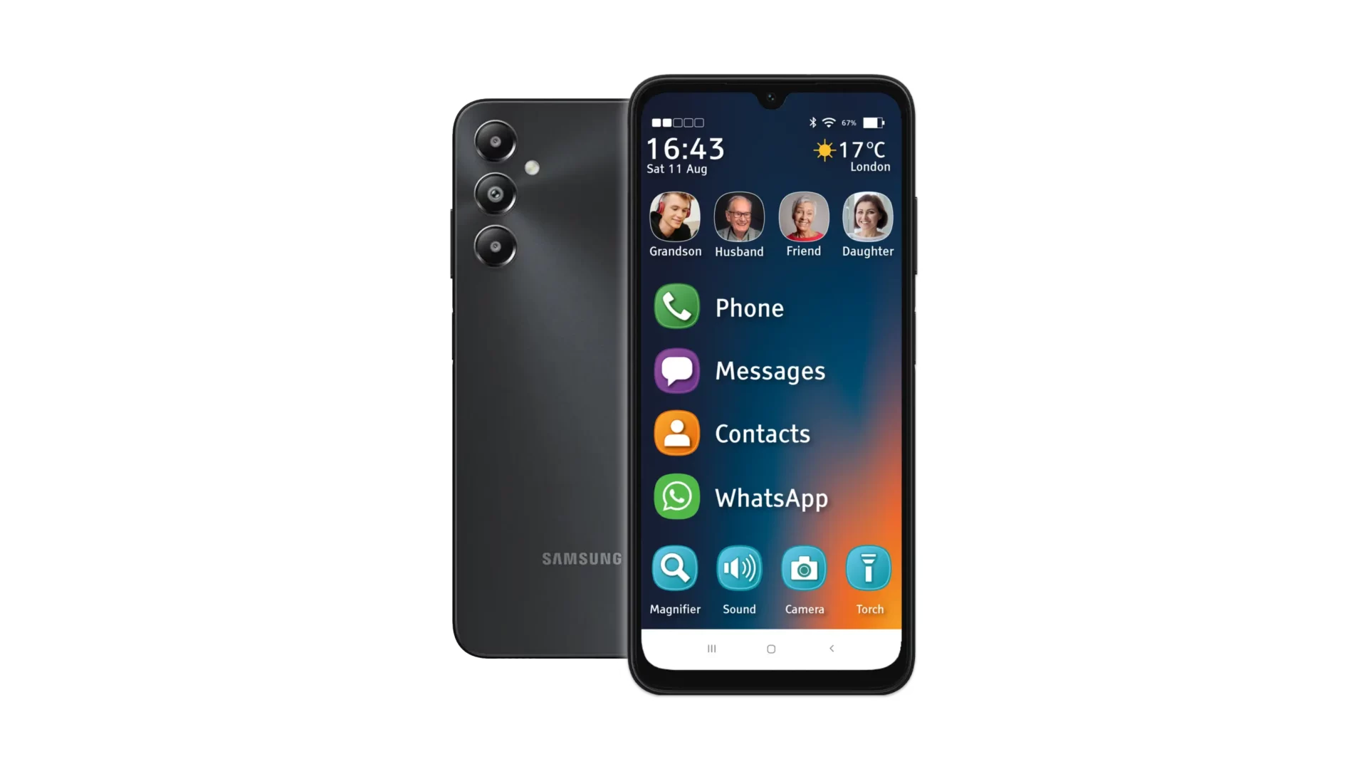 Image of a mobile phone with large display, ideal for elderly parents