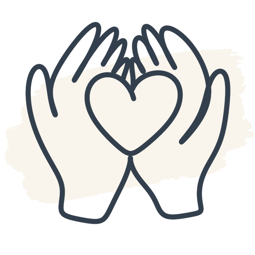 Illustration of a heart in hands