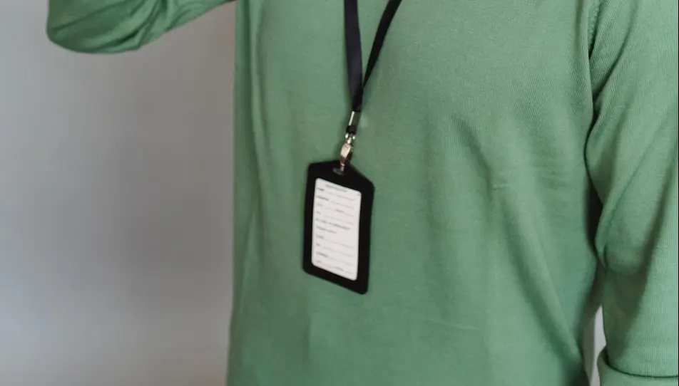 Someone wearing a lanyard