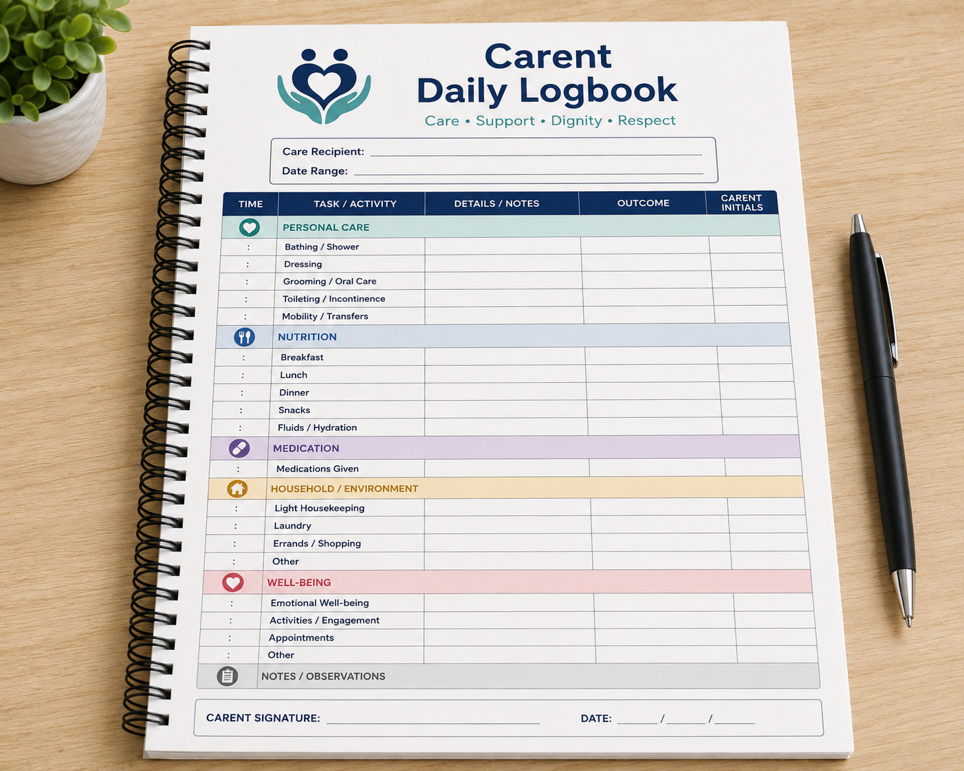 Carent Daily Logbook