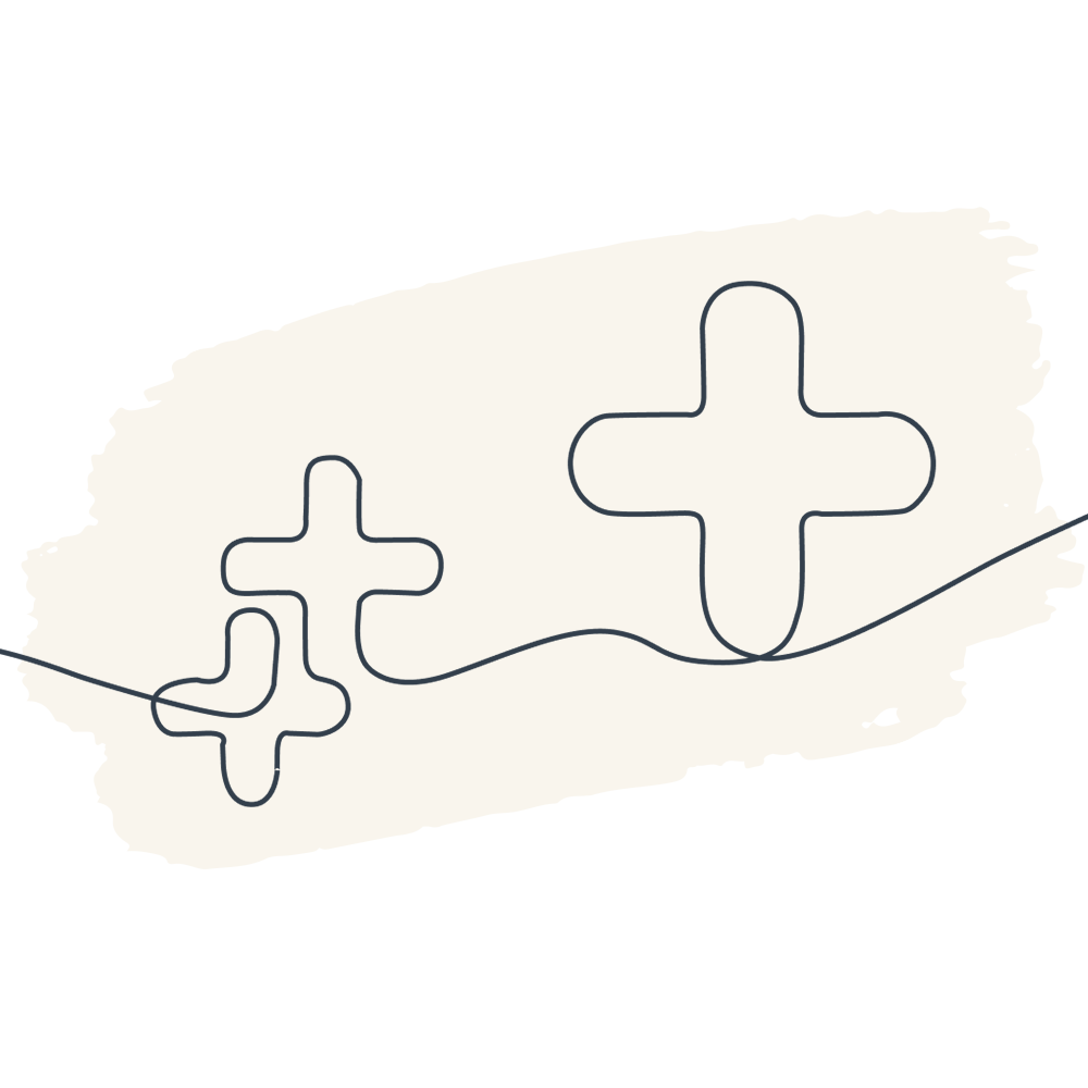 Illustration of three crosses representing healthcare