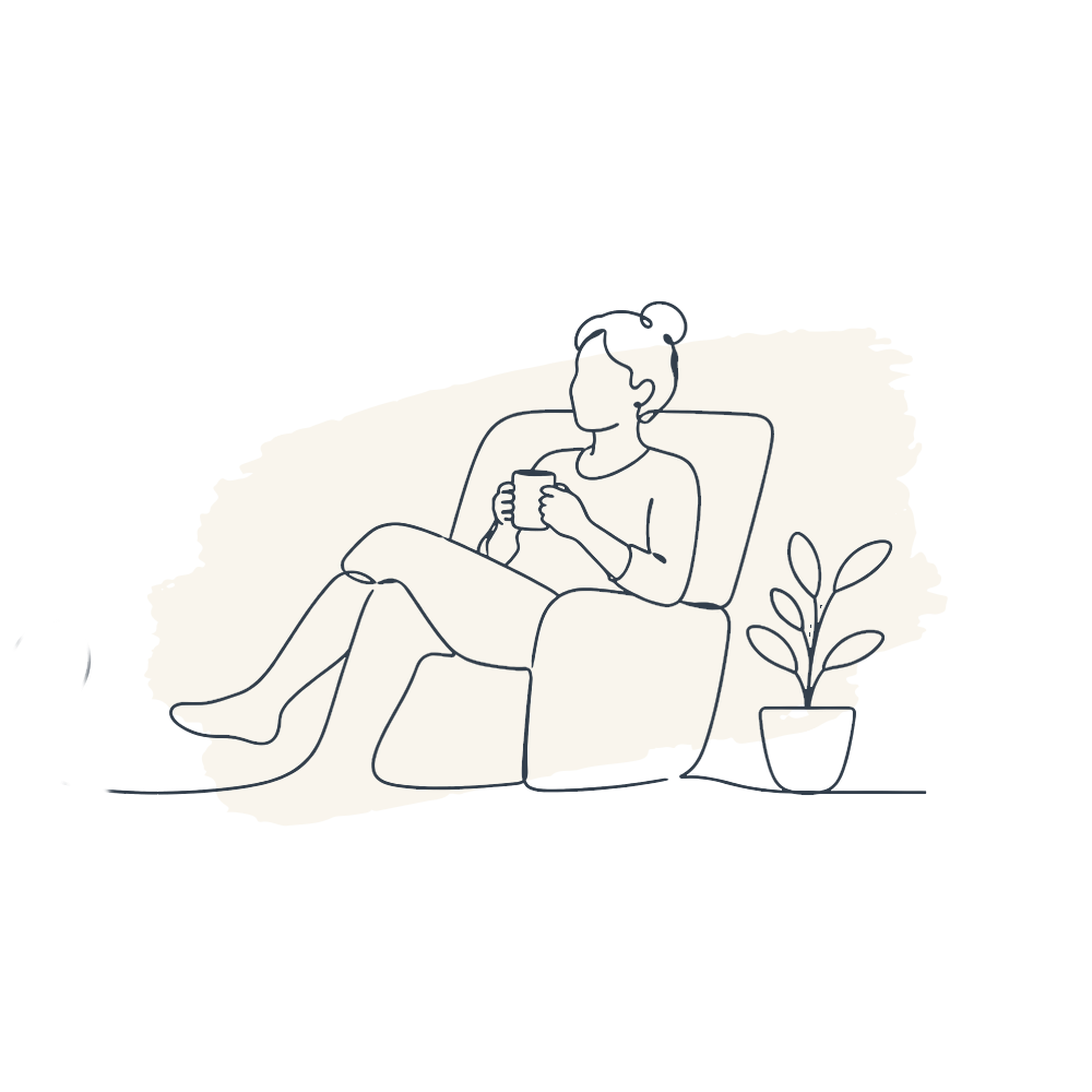 Woman drinking tea on sofa